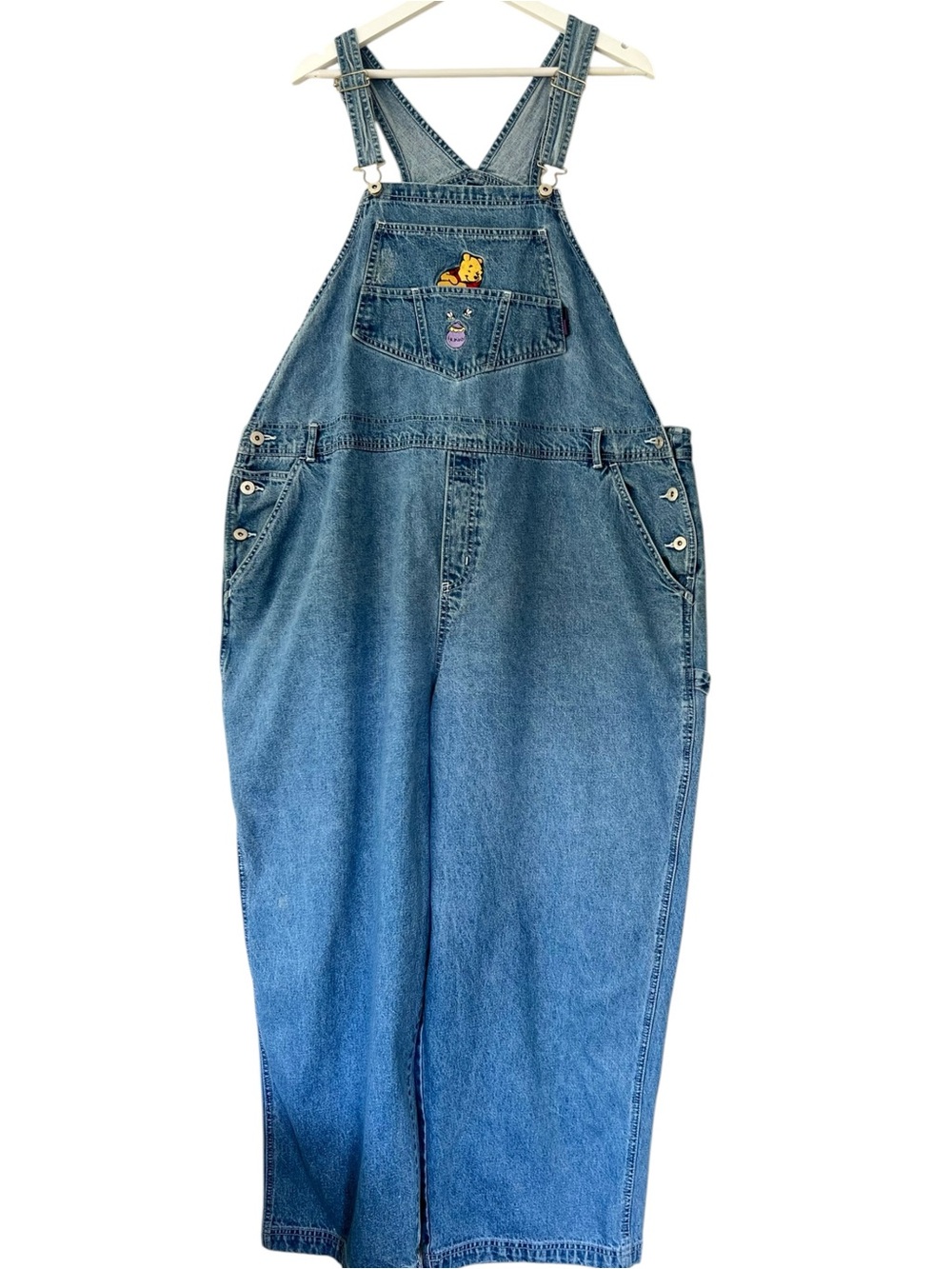 Vtg 90s Disney Store Winnie the Pooh Denim Overalls Plus 24W Cotton Baggy